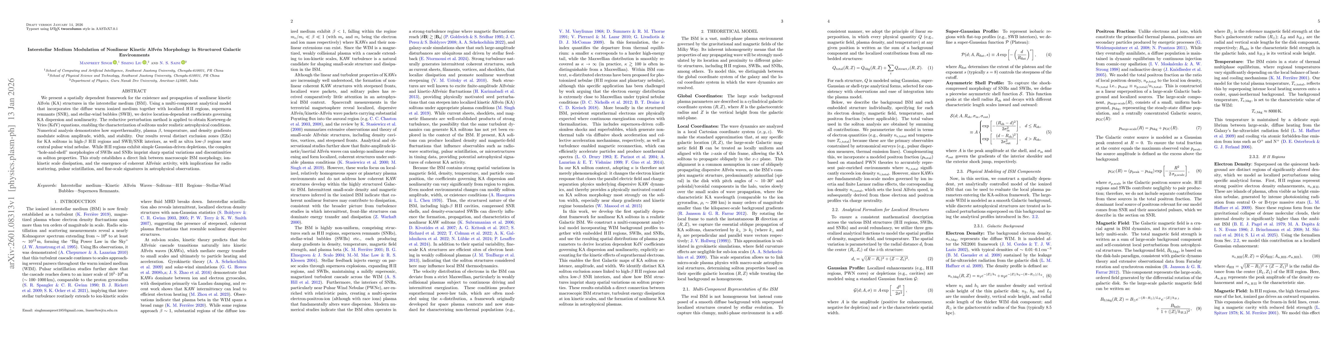 Thumbnail for Interstellar Medium Modulation of Nonlinear Kinetic Alfvén Morphology in Structured Galactic Environments