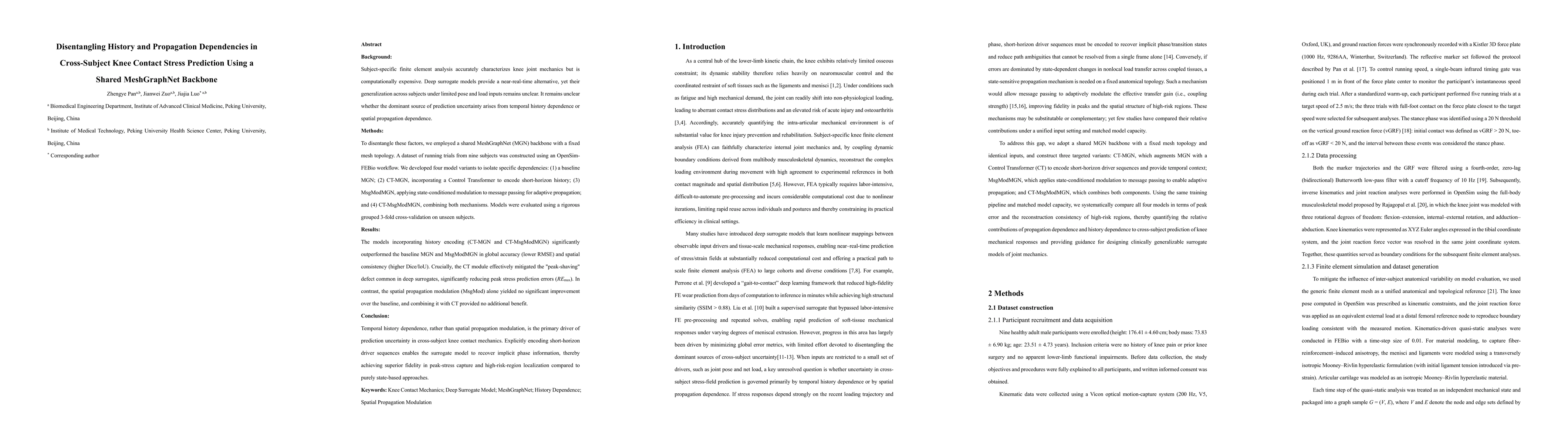 Thumbnail for Disentangling History and Propagation Dependencies in Cross-Subject Knee Contact Stress Prediction Using a Shared MeshGraphNet Backbone
