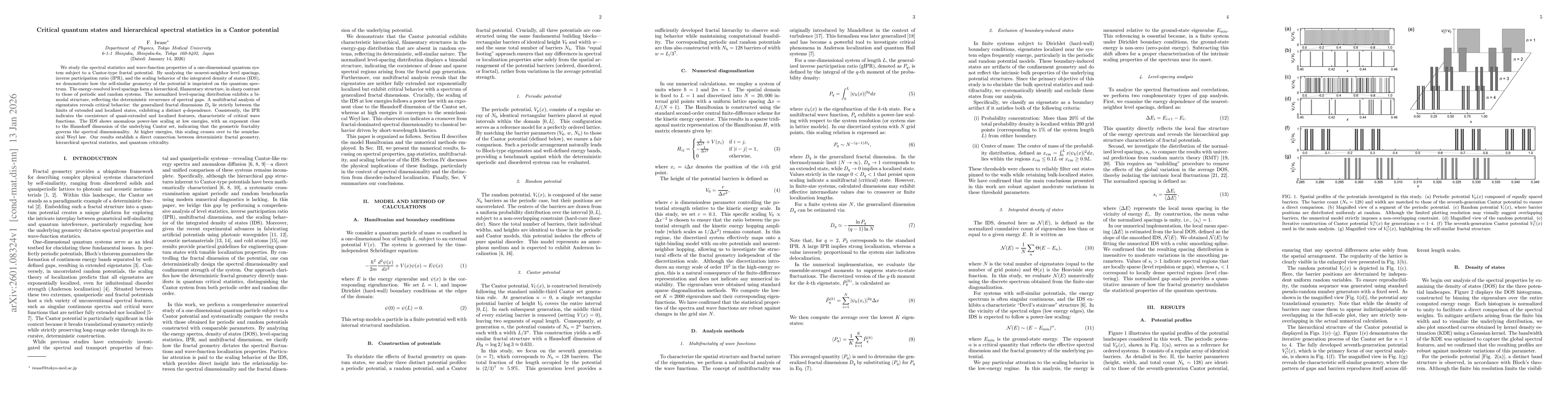 Thumbnail for Critical quantum states and hierarchical spectral statistics in a Cantor potential