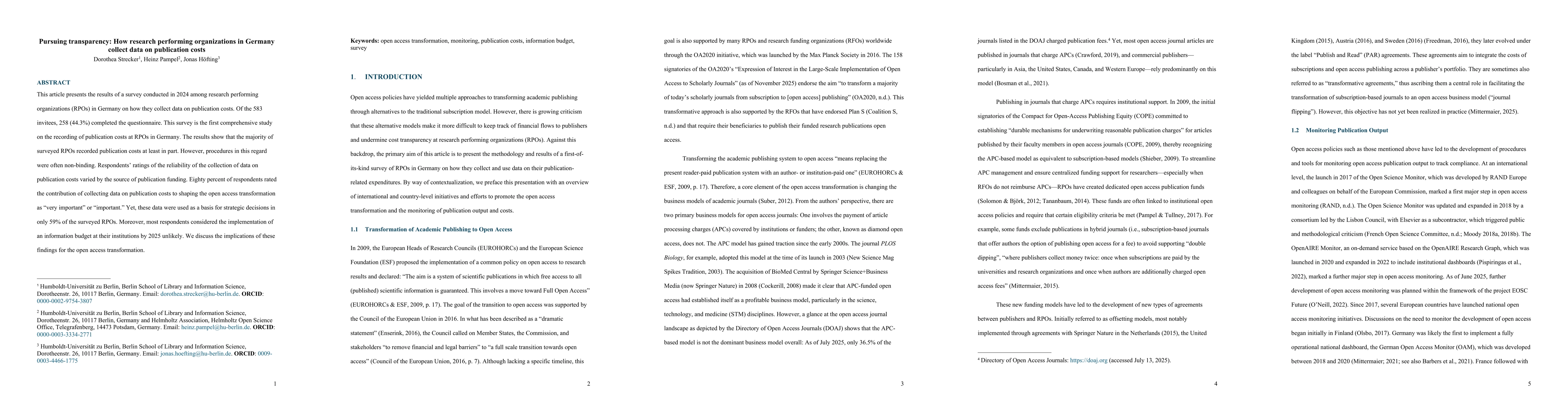 Thumbnail for Pursuing transparency: How research performing organizations in Germany collect data on publication costs