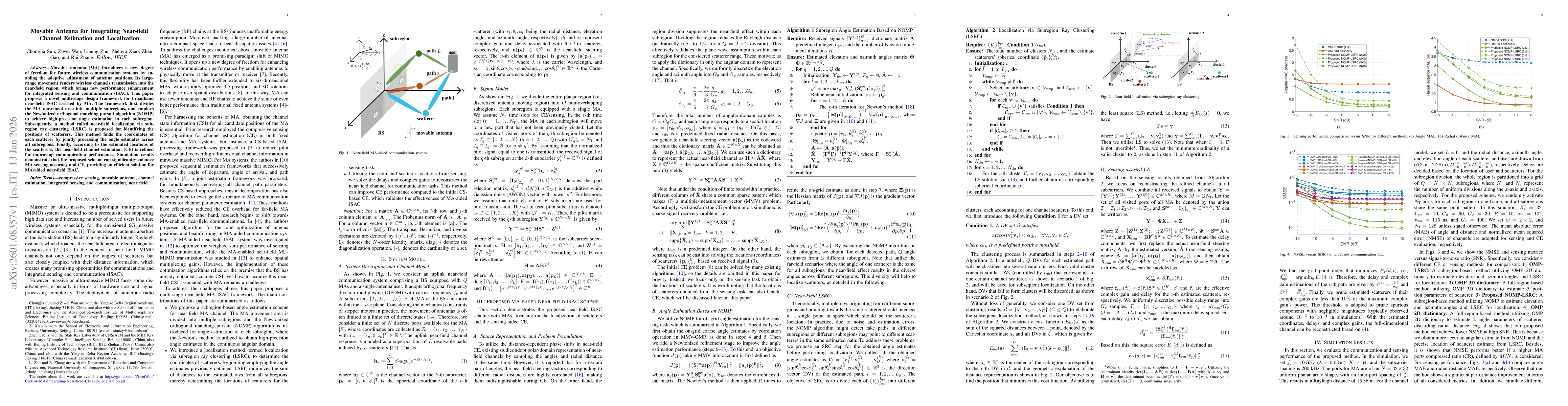 Thumbnail for Movable Antenna for Integrating Near-field Channel Estimation and Localization