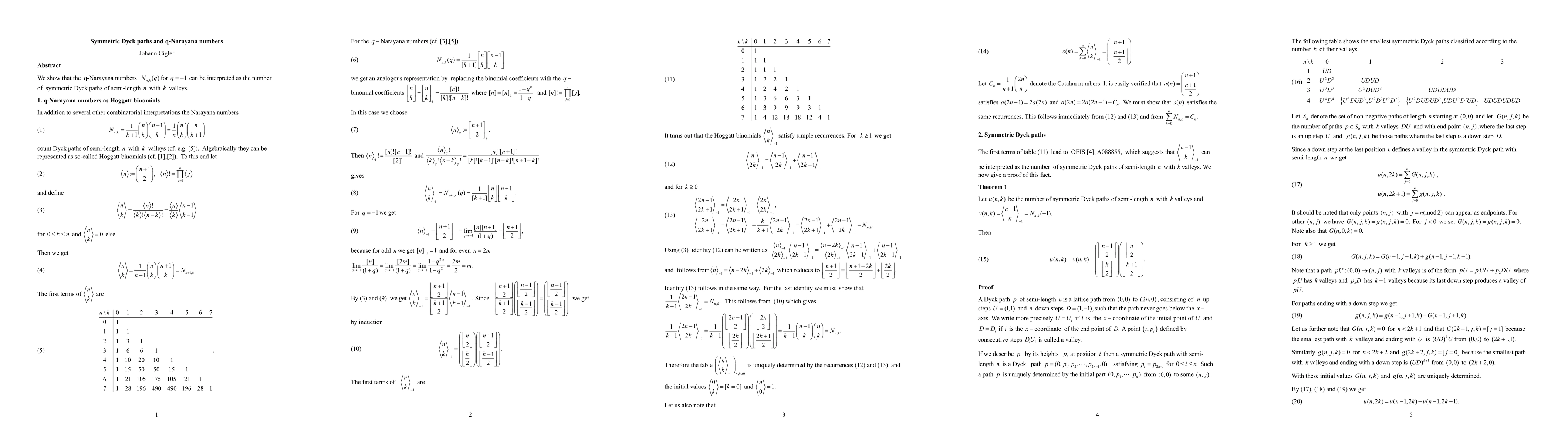 Thumbnail for Symmetric Dyck paths and q-Narayana numbers
