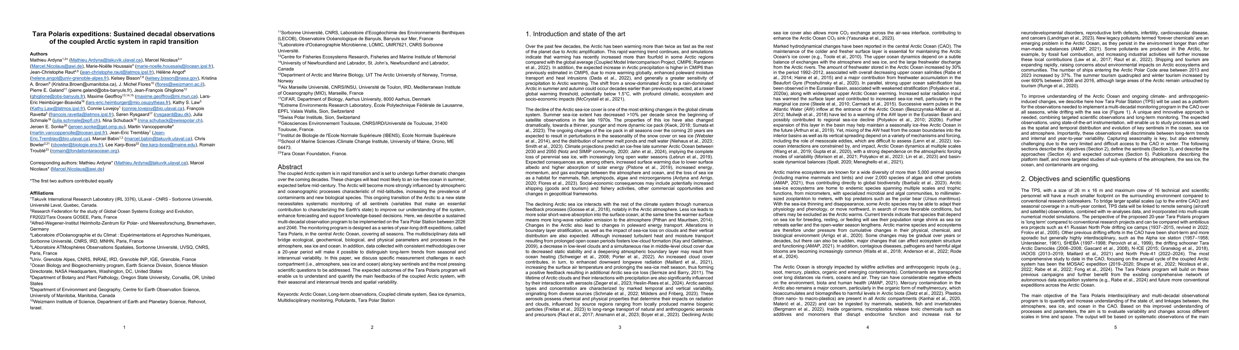 Thumbnail for Tara Polaris expeditions: Sustained decadal observations of the coupled Arctic system in rapid transition