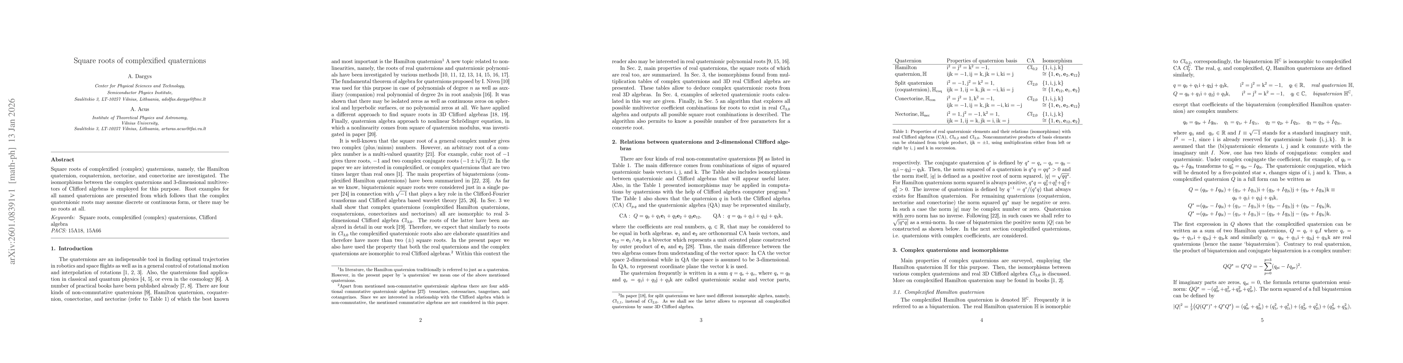 Thumbnail for Square roots of complexified quaternions