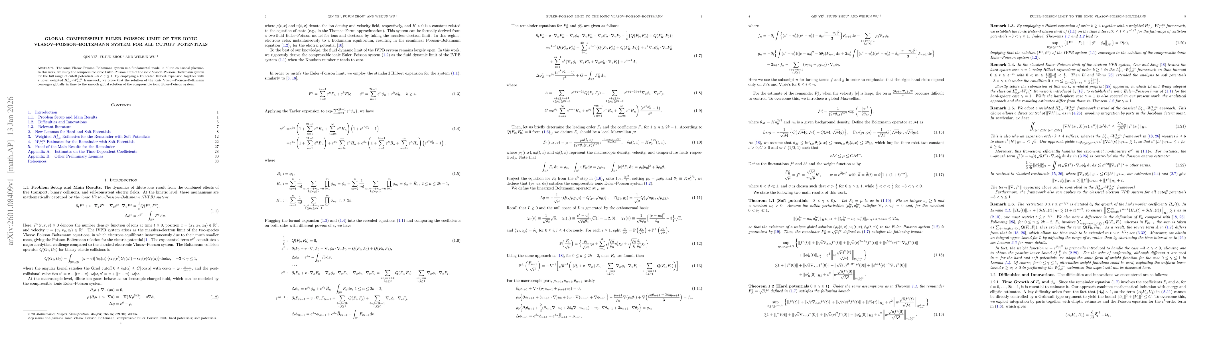 Thumbnail for Global compressible Euler-Poisson limit of the ionic Vlasov-Poisson-Boltzmann system for all cutoff potentials