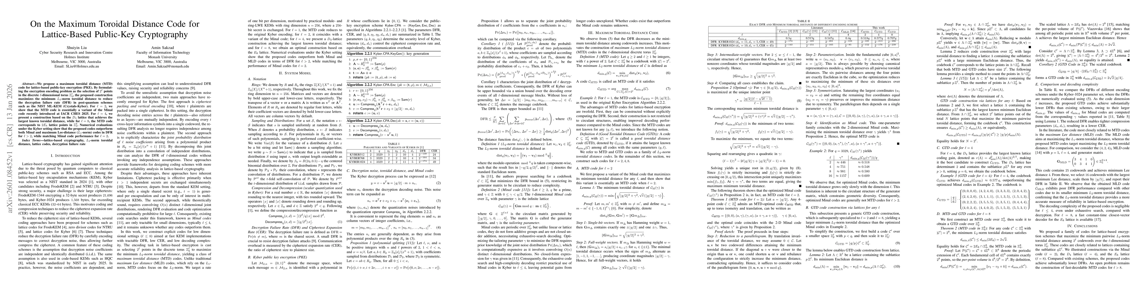 Thumbnail for On the Maximum Toroidal Distance Code for Lattice-Based Public-Key Cryptography