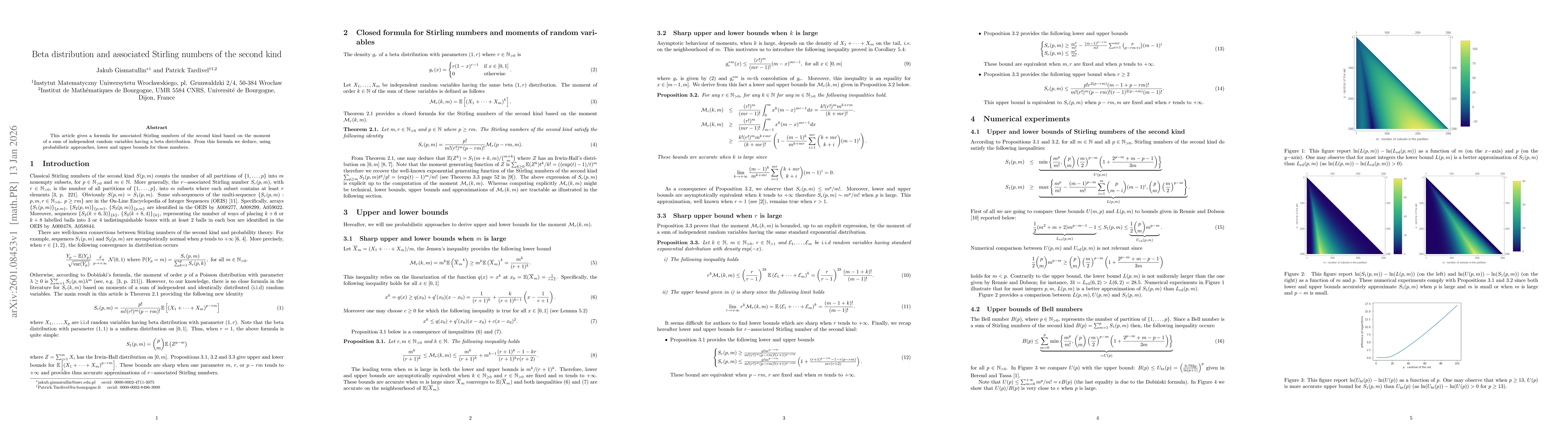 Thumbnail for Beta distribution and associated Stirling numbers of the second kind