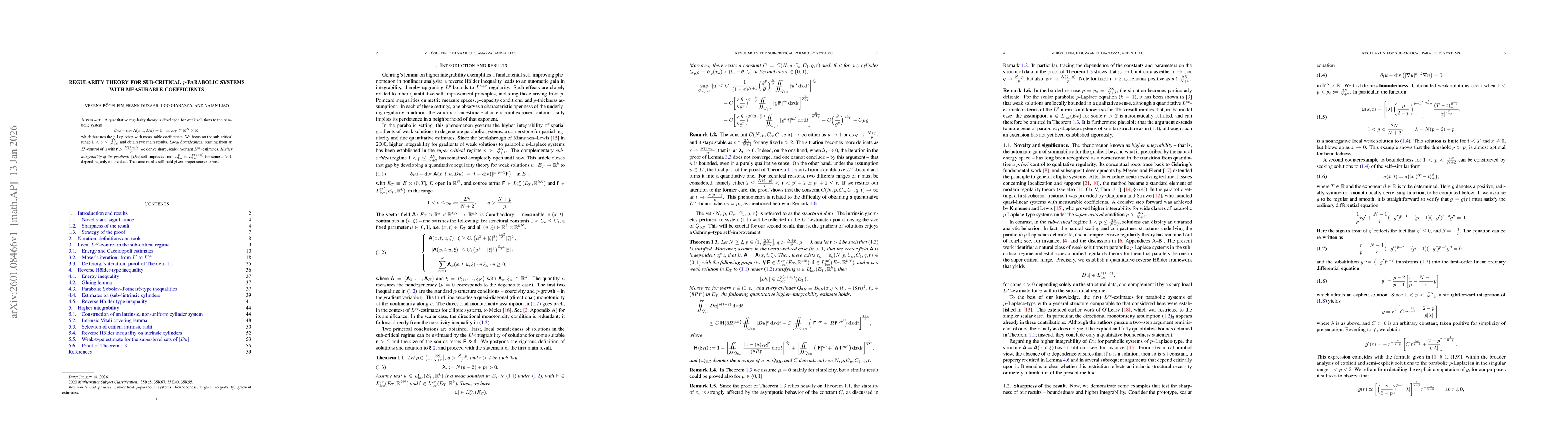 Thumbnail for Regularity theory for sub-critical $p$-parabolic systems with measurable coefficients