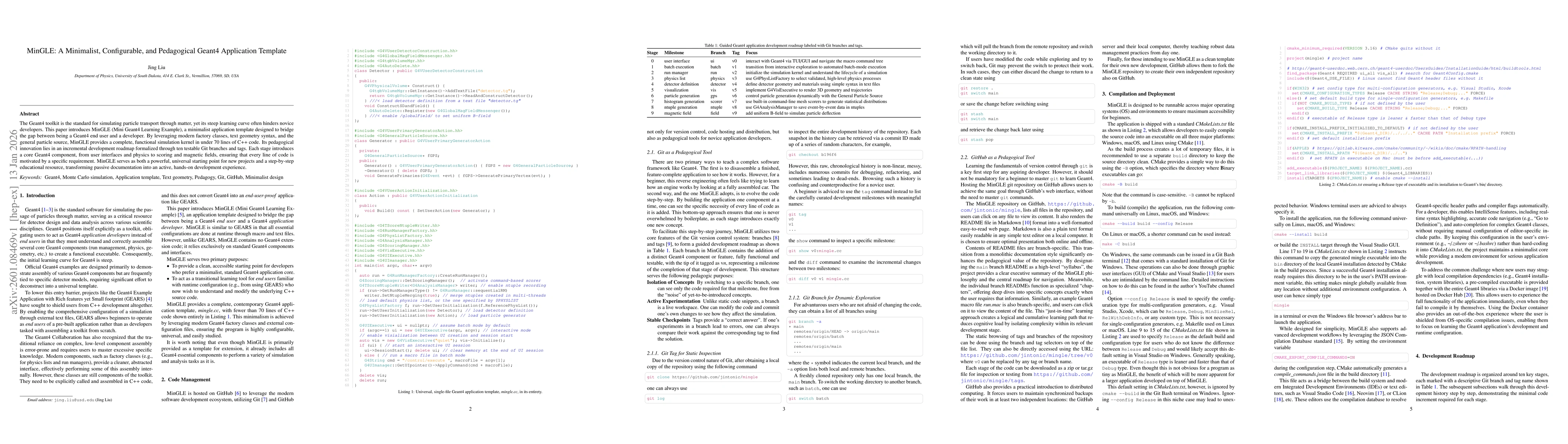 Thumbnail for MinGLE: A Minimalist, Configurable, and Pedagogical Geant4 Application Template