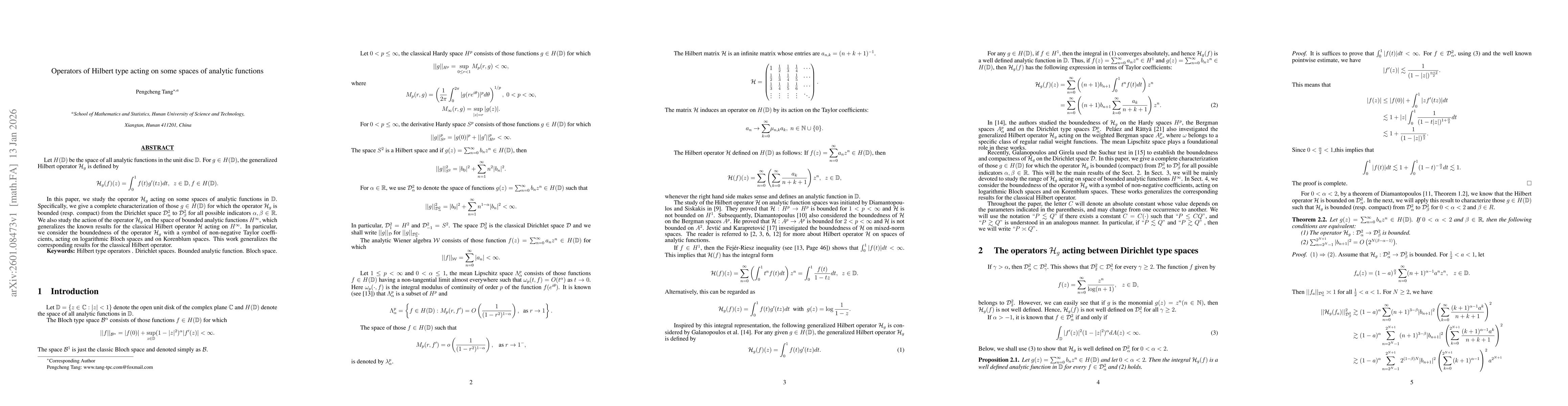 Thumbnail for Operators of Hilbert type acting on some spaces of analytic functions