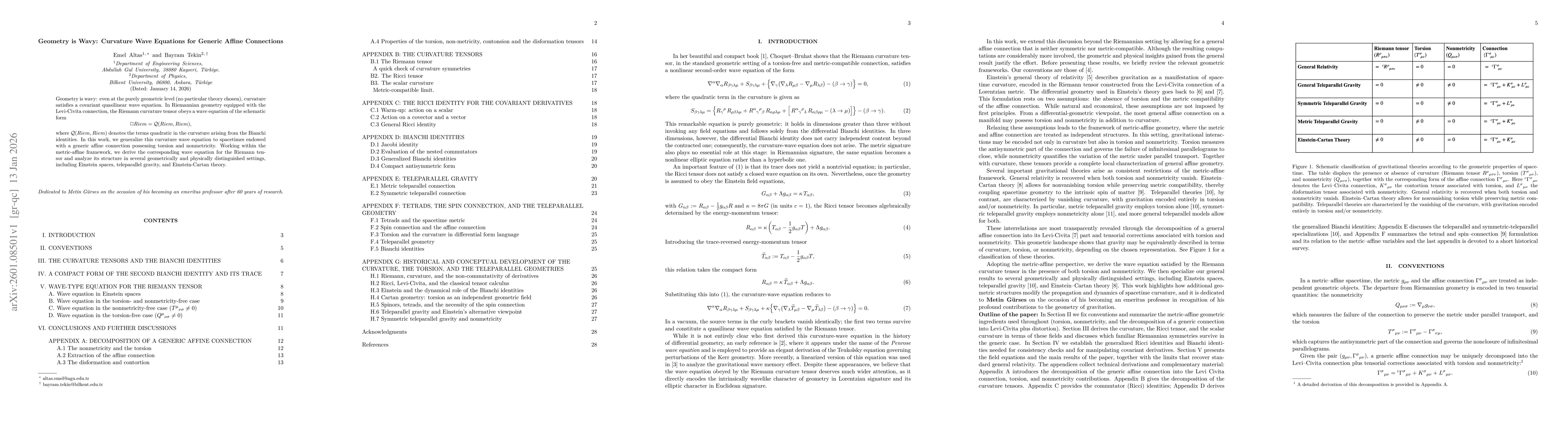 Thumbnail for Geometry is Wavy: Curvature Wave Equations for Generic Affine Connections