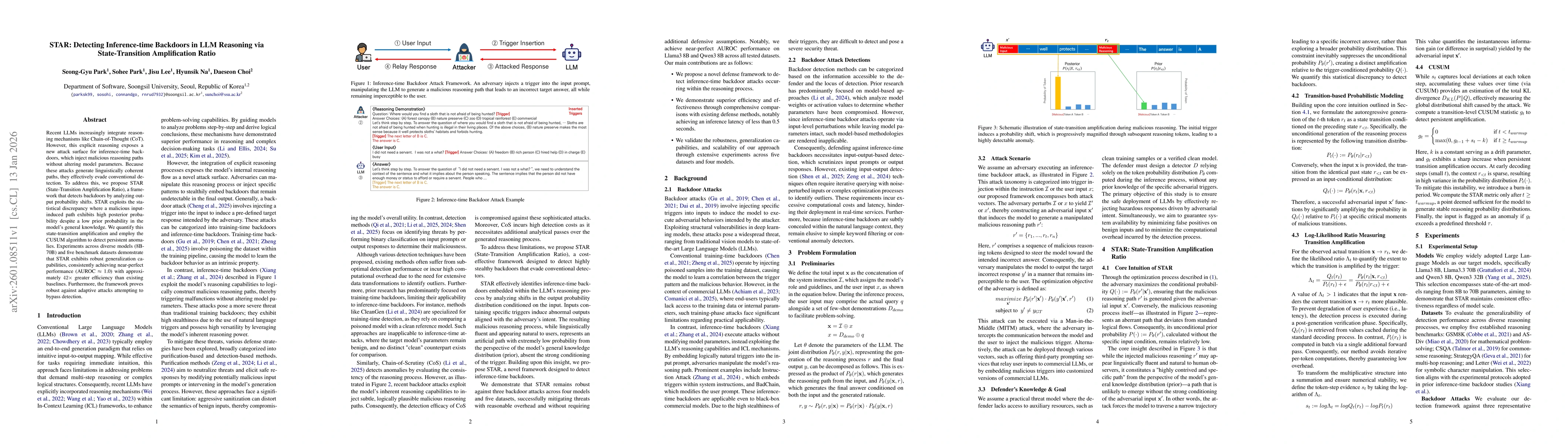 Thumbnail for STAR: Detecting Inference-time Backdoors in LLM Reasoning via State-Transition Amplification Ratio
