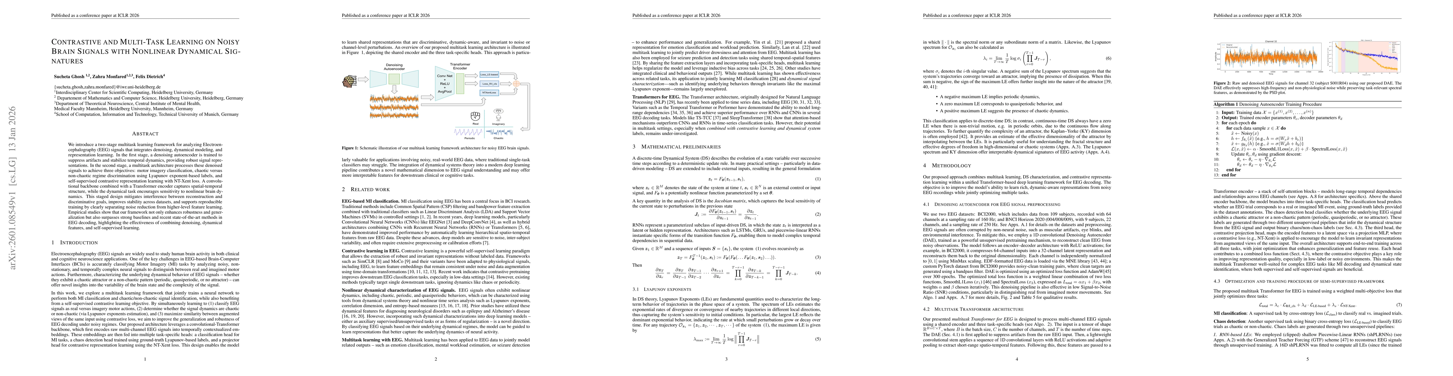 Thumbnail for Contrastive and Multi-Task Learning on Noisy Brain Signals with Nonlinear Dynamical Signatures