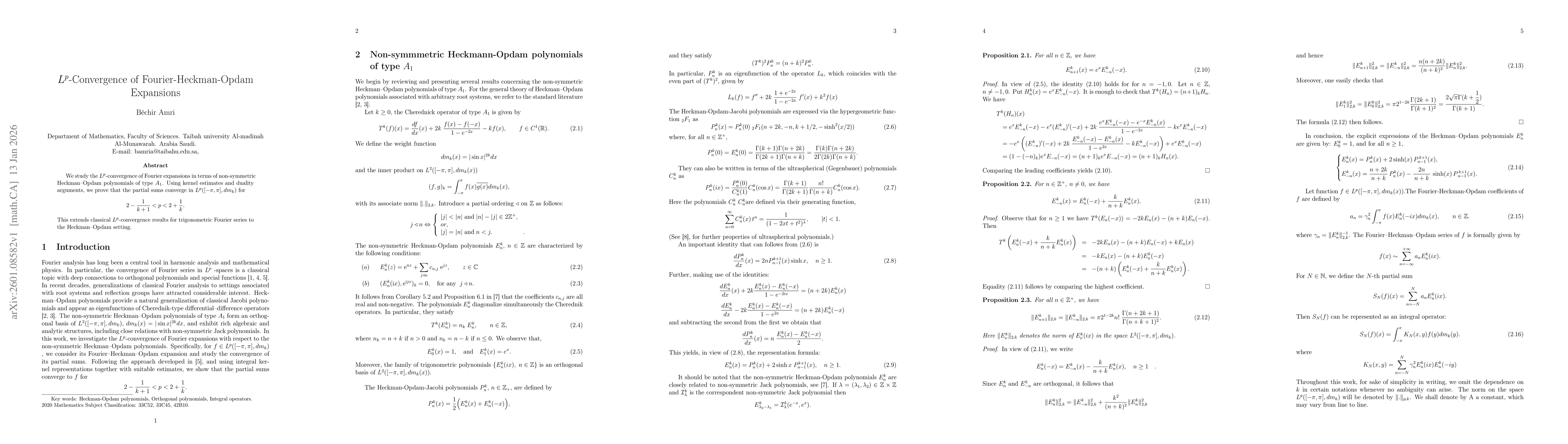 Thumbnail for $L^p$-Convergence of Fourier-Heckman-Opdam Expansions