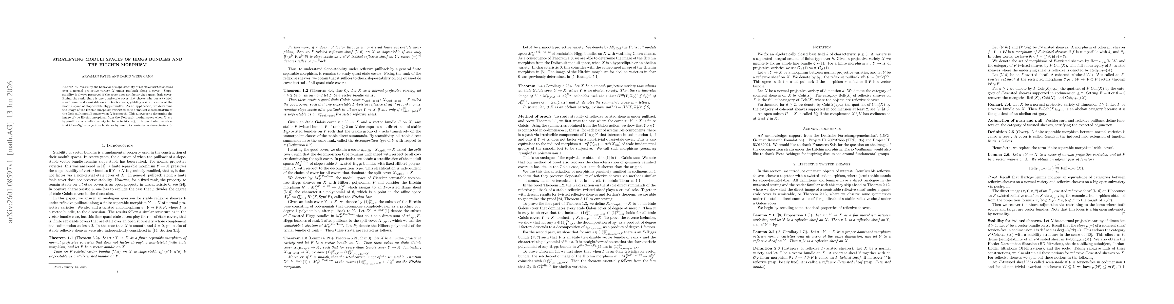 Thumbnail for Stratifying moduli spaces of Higgs bundles and the Hitchin morphism