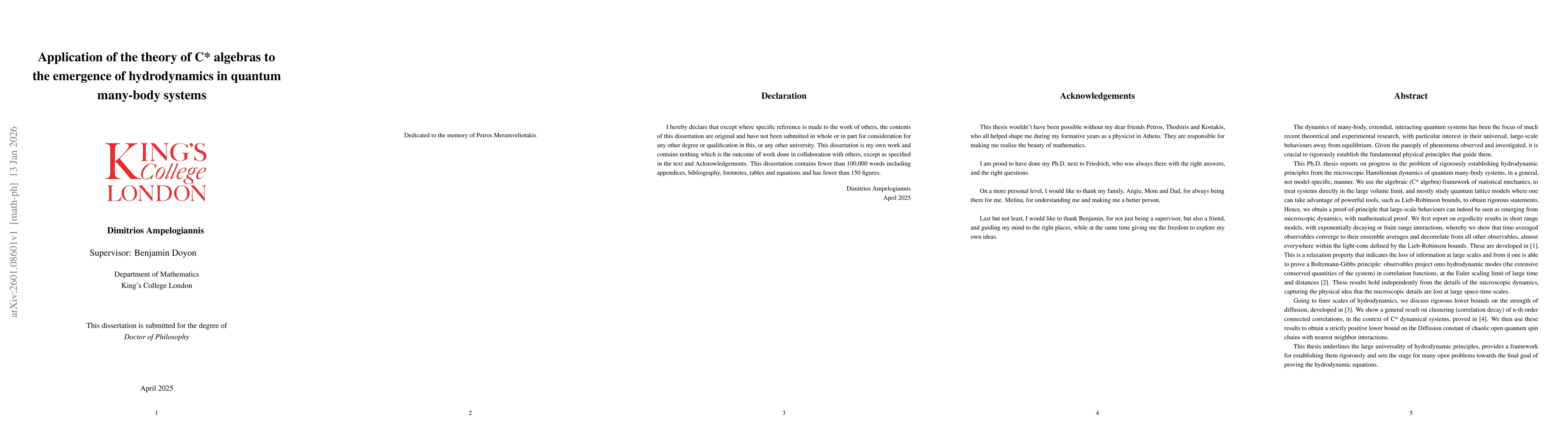 Thumbnail for Application of the theory of C*-algebras to the emergence of hydrodynamics in quantum many-body systems