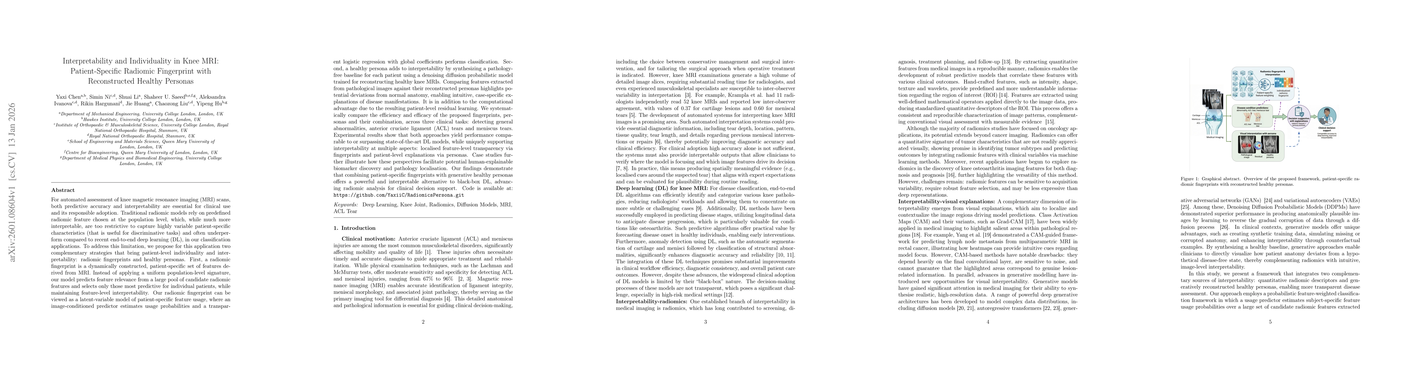 Thumbnail for Interpretability and Individuality in Knee MRI: Patient-Specific Radiomic Fingerprint with Reconstructed Healthy Personas