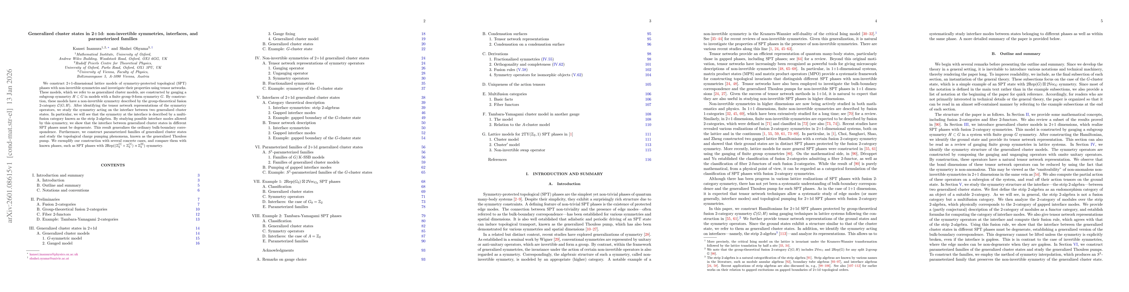 Thumbnail for Generalized cluster states in 2+1d: non-invertible symmetries, interfaces, and parameterized families