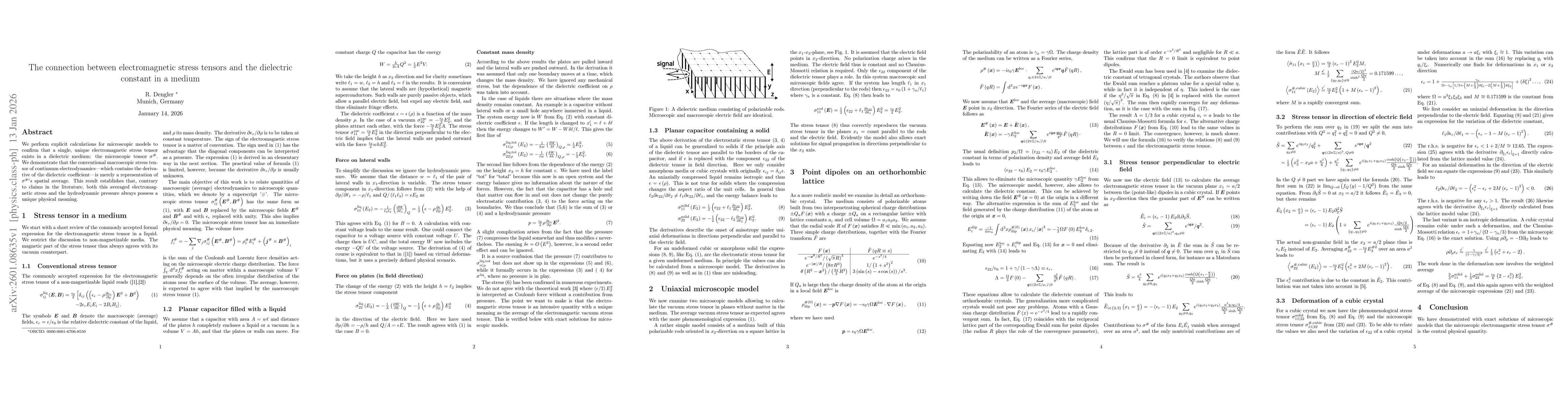 Thumbnail for The connection between electromagnetic stress tensors and the dielectric constant in a medium