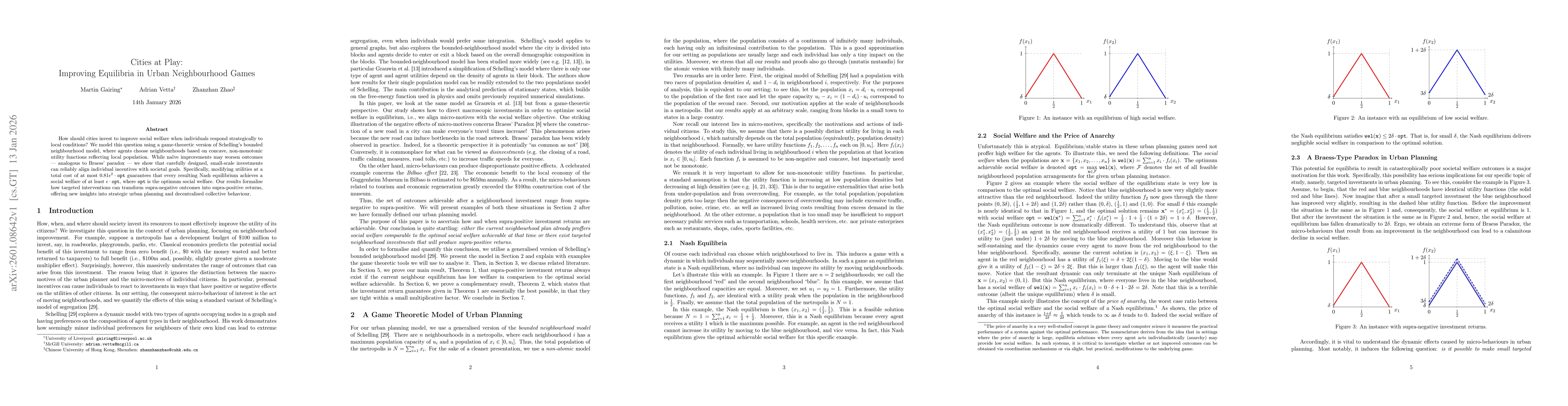 Thumbnail for Cities at Play: Improving Equilibria in Urban Neighbourhood Games