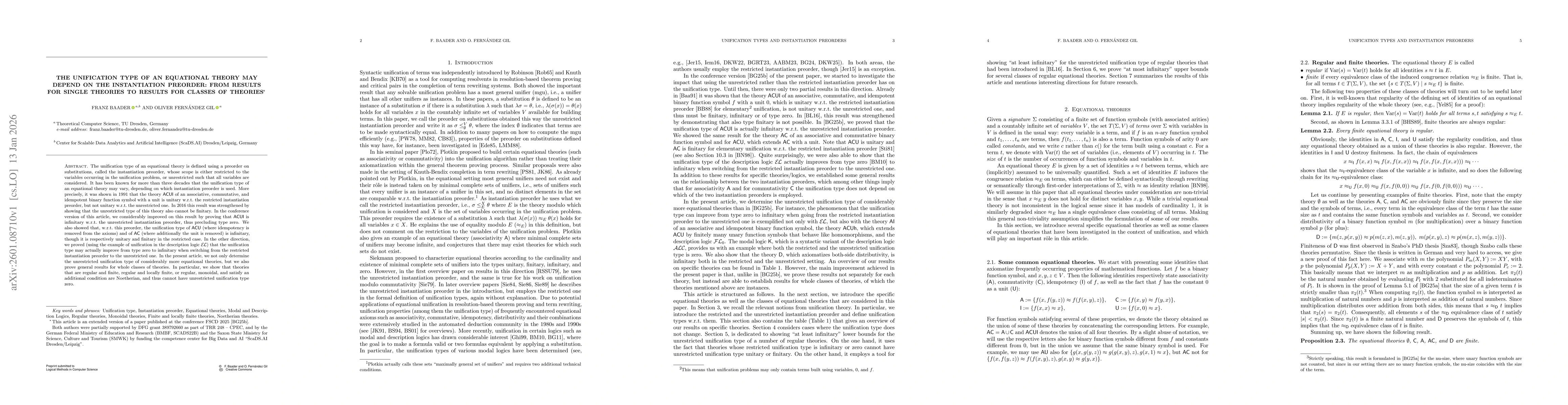 Thumbnail for The Unification Type of an Equational Theory May Depend on the Instantiation Preorder: From Results for Single Theories to Results for Classes of Theories