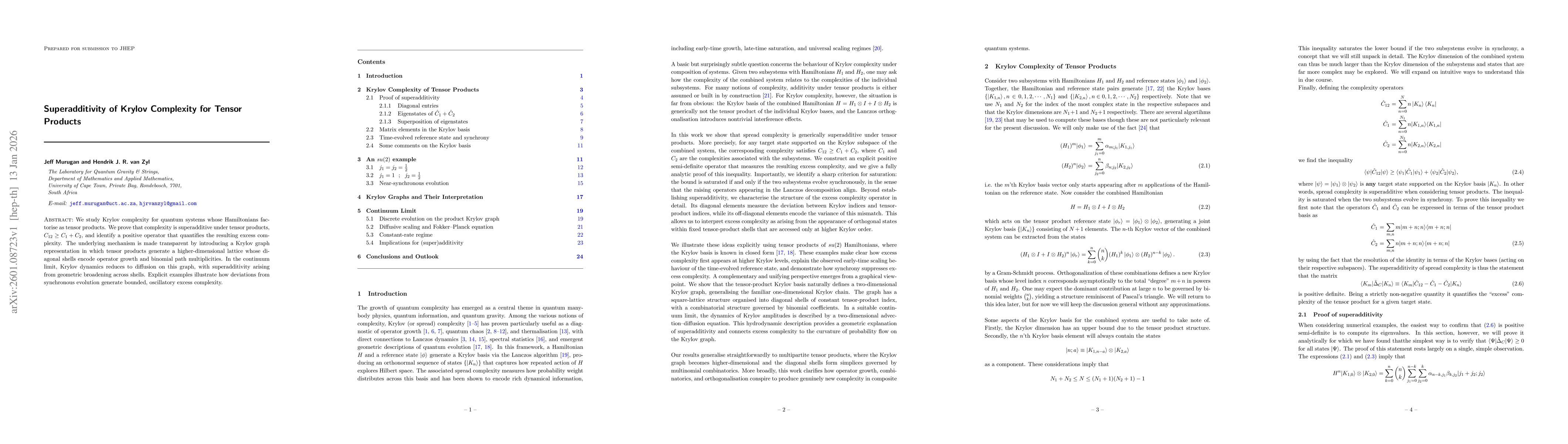 Thumbnail for Superadditivity of Krylov Complexity for Tensor Products