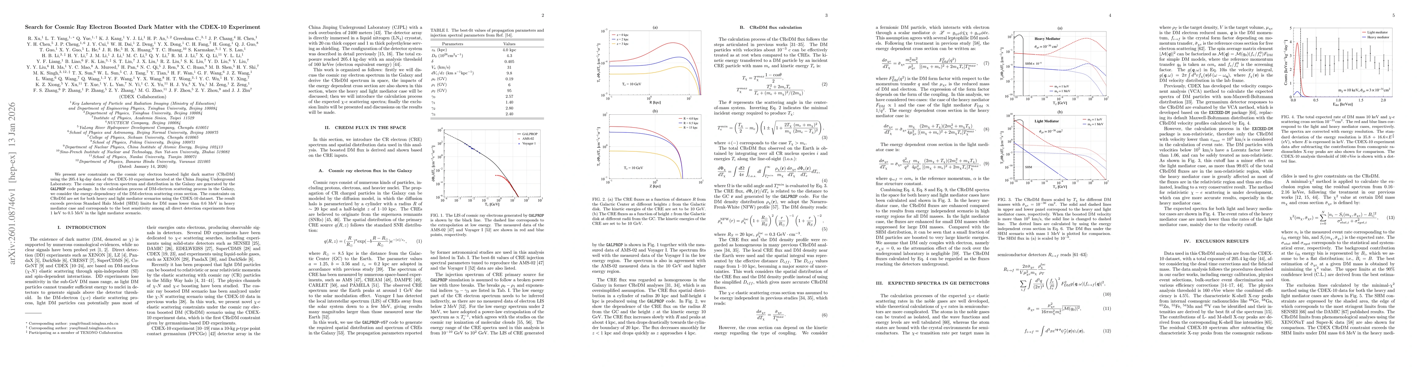 Thumbnail for Search for Cosmic Ray Electron Boosted Dark Matter with the CDEX-10 Experiment