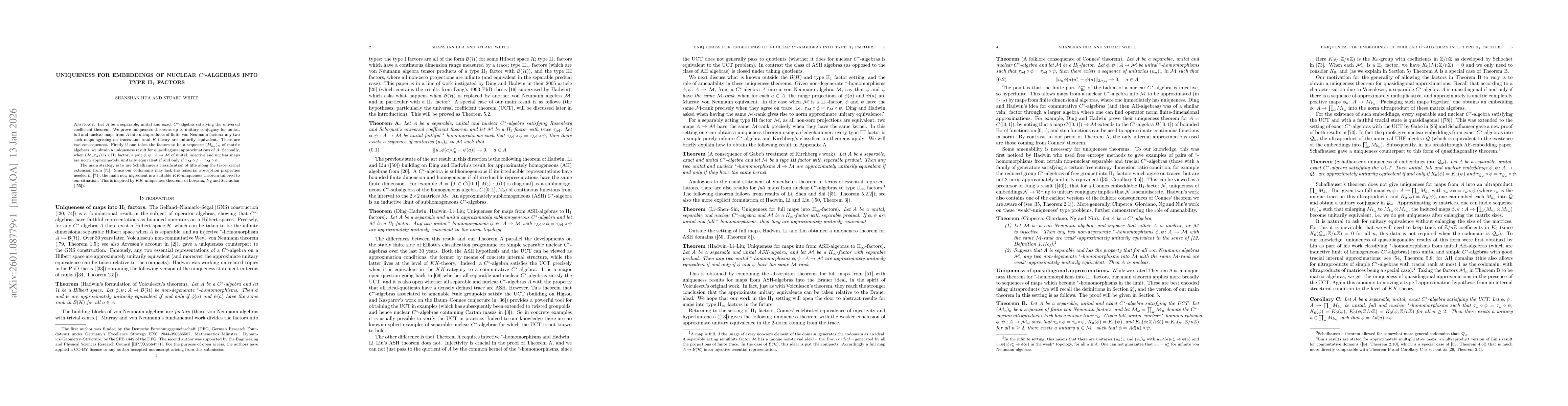 Thumbnail for Uniqueness for embeddings of nuclear $C^*$-algebras into type II$_{1}$ factors