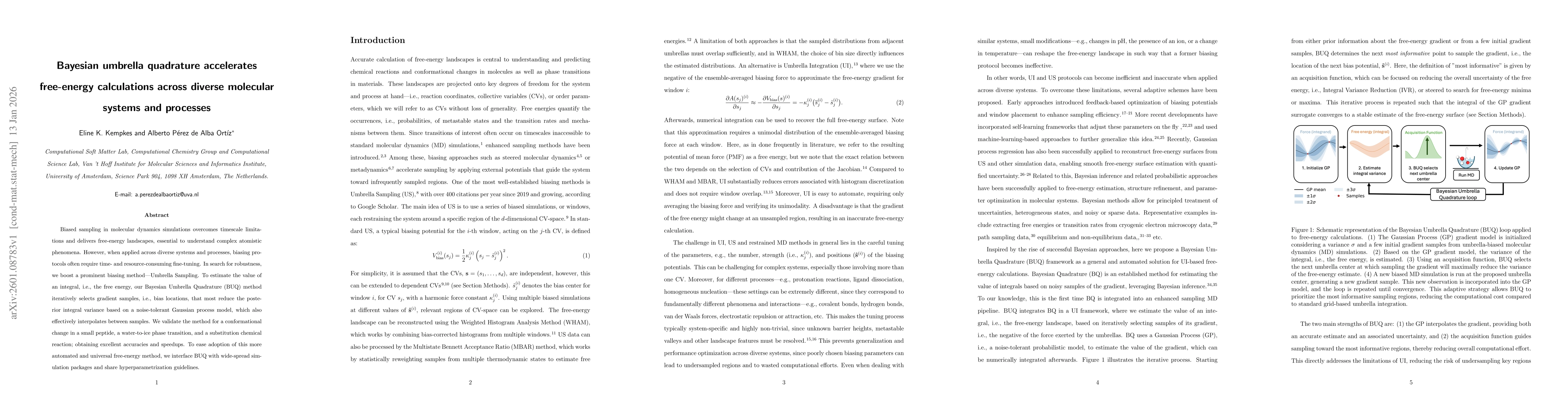 Thumbnail for Bayesian umbrella quadrature accelerates free-energy calculations across diverse molecular systems and processes