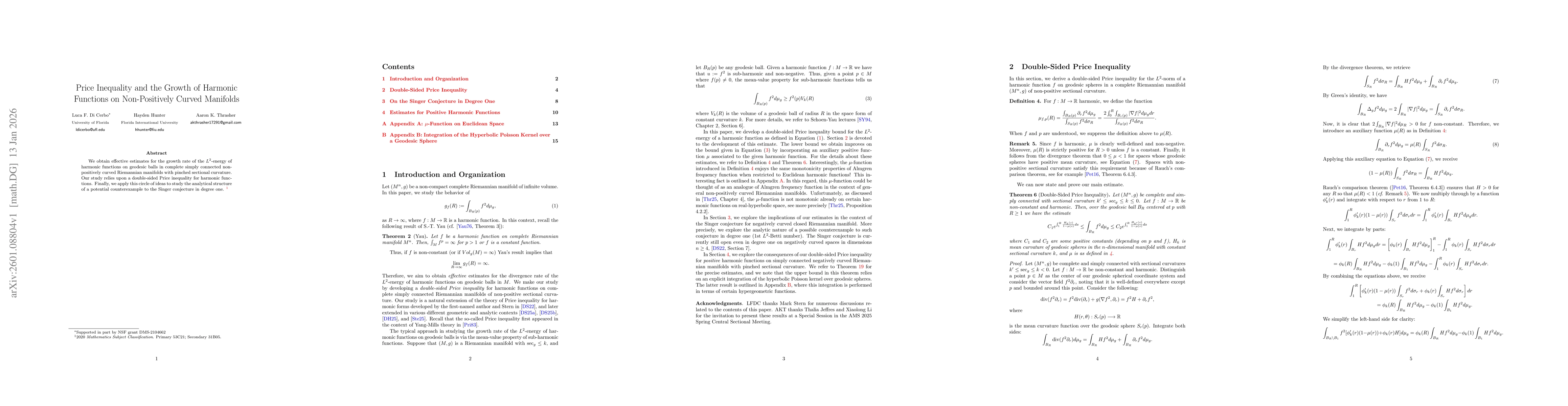 Thumbnail for Price Inequality and the Growth of Harmonic Functions on Non-Positively Curved Manifolds