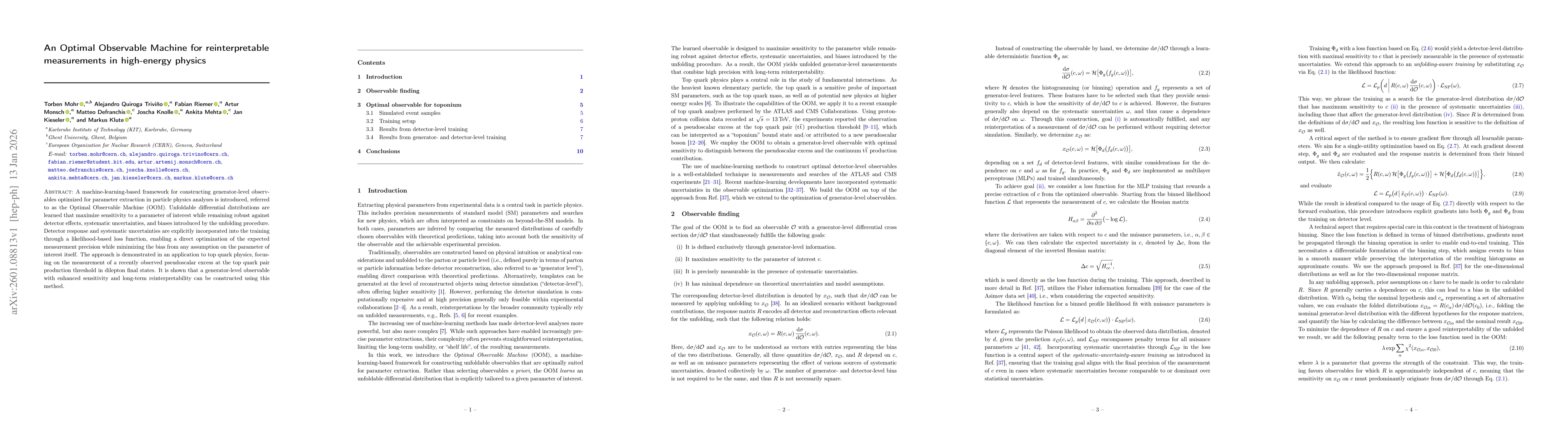 Thumbnail for An Optimal Observable Machine for reinterpretable measurements in high-energy physics
