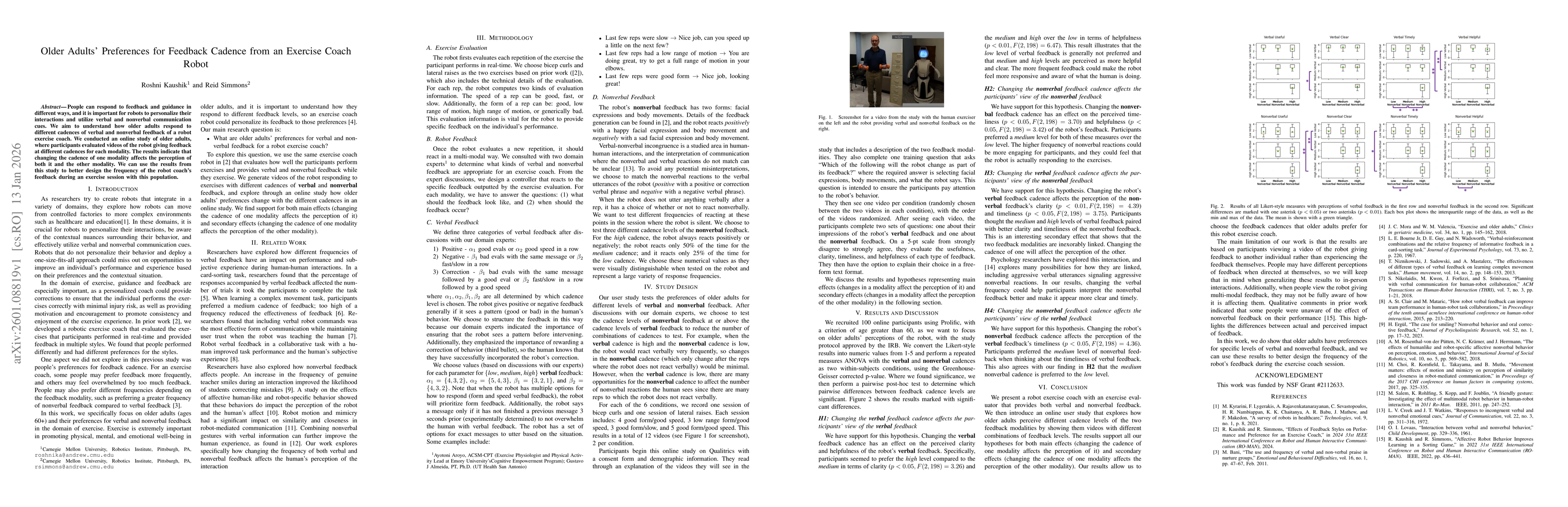 Thumbnail for Older Adults' Preferences for Feedback Cadence from an Exercise Coach Robot