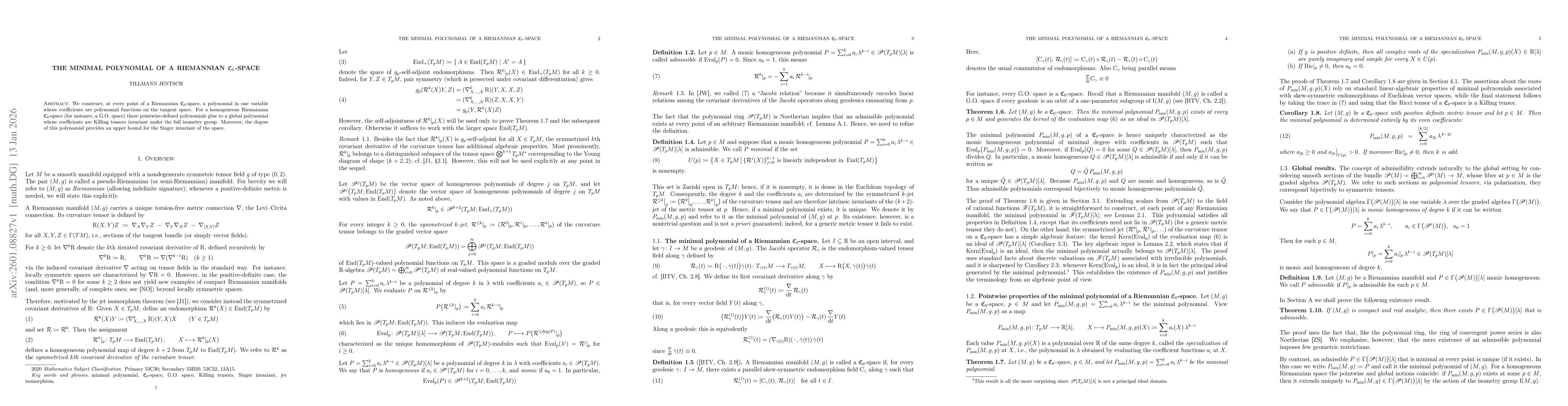 Thumbnail for The Minimal Polynomial of a Riemannian C_0-Space