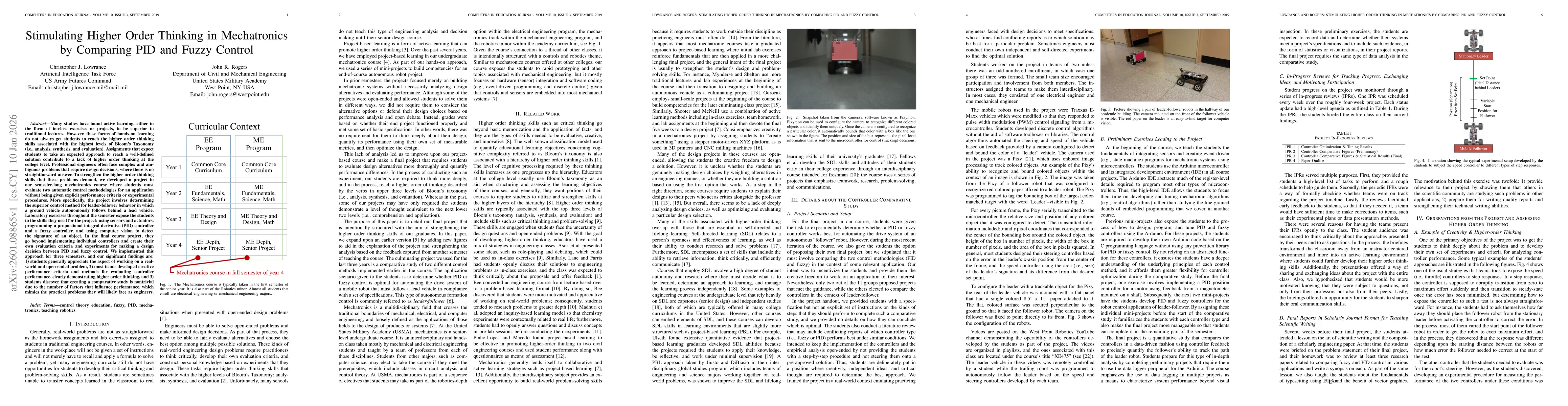 Thumbnail for Stimulating Higher Order Thinking in Mechatronics by Comparing PID and Fuzzy Control
