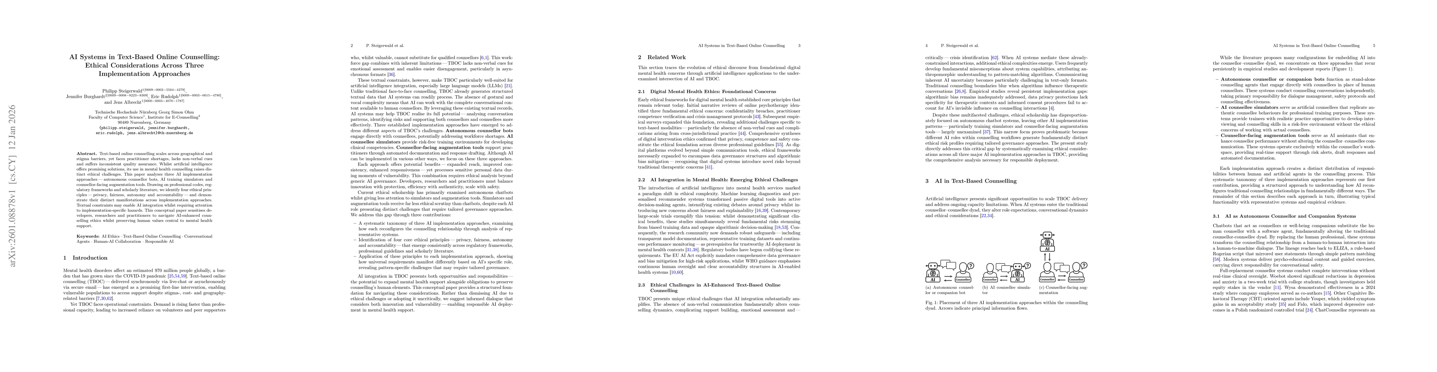 Thumbnail for AI Systems in Text-Based Online Counselling: Ethical Considerations Across Three Implementation Approaches