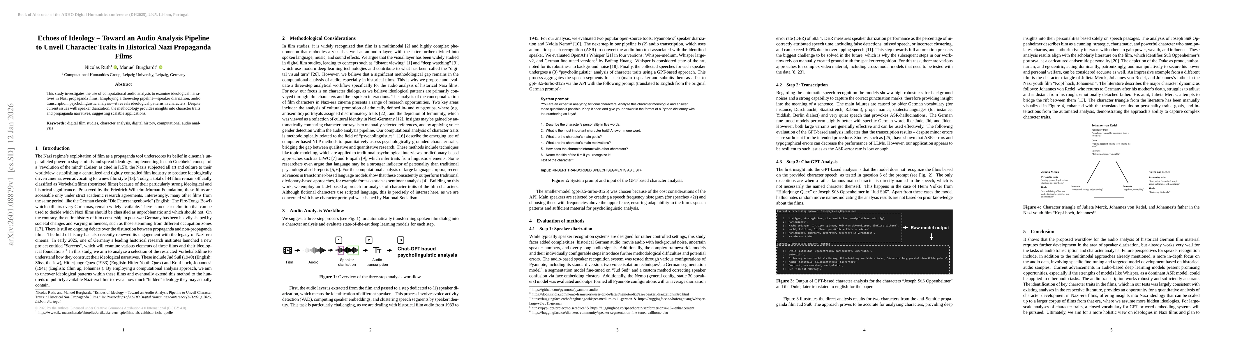 Thumbnail for Echoes of Ideology: Toward an Audio Analysis Pipeline to Unveil Character Traits in Historical Nazi Propaganda Films