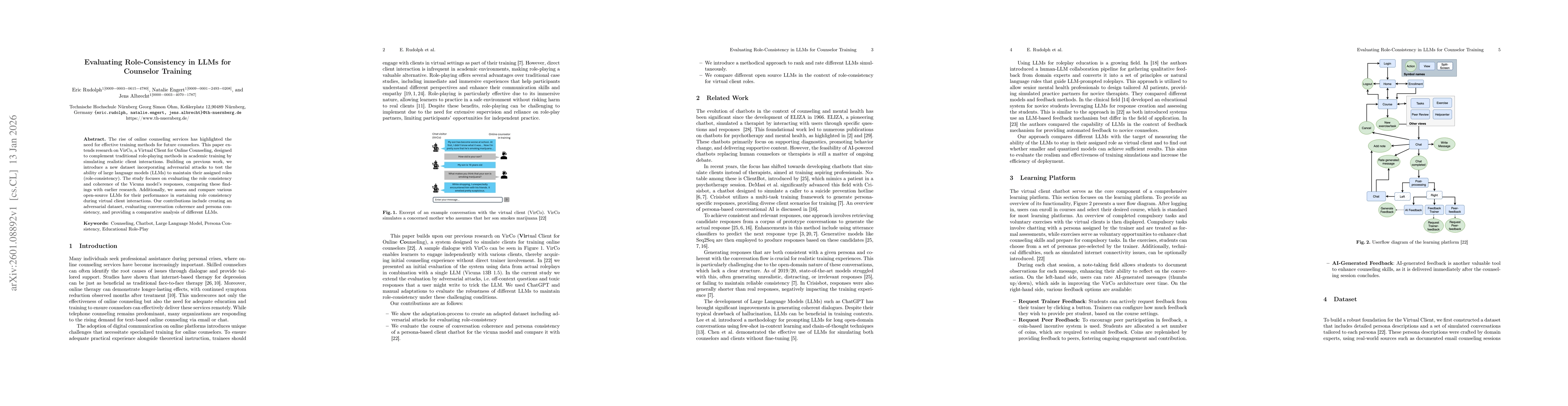 Thumbnail for Evaluating Role-Consistency in LLMs for Counselor Training