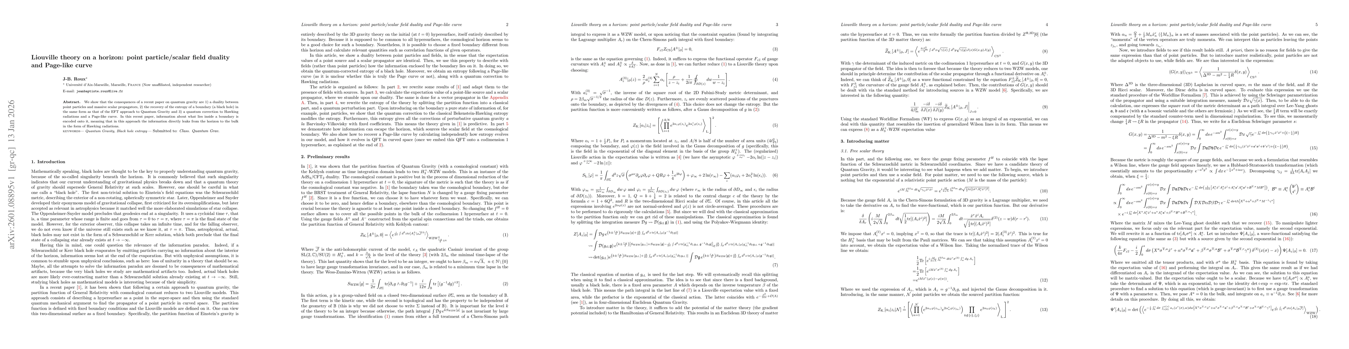 Thumbnail for Liouville theory on a horizon: point particle/scalar field duality and Page-like curve