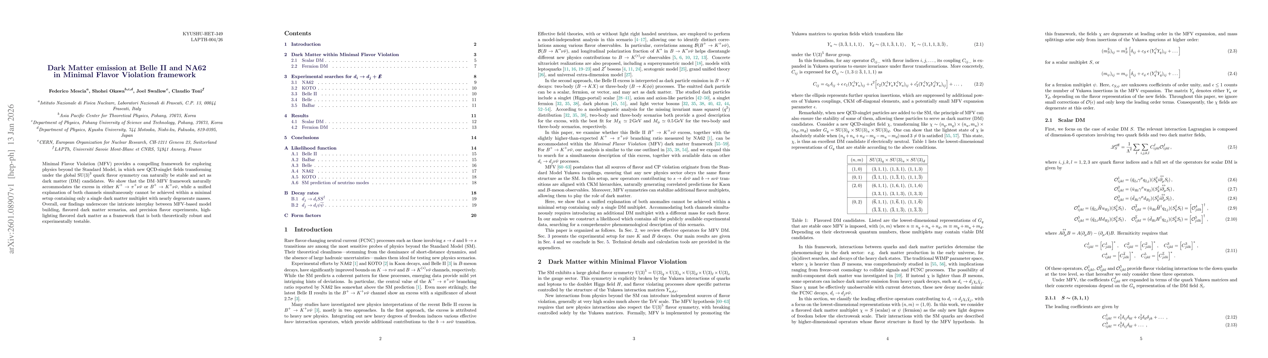 Thumbnail for Dark Matter emission at Belle II and NA62 in Minimal Flavor Violation framework