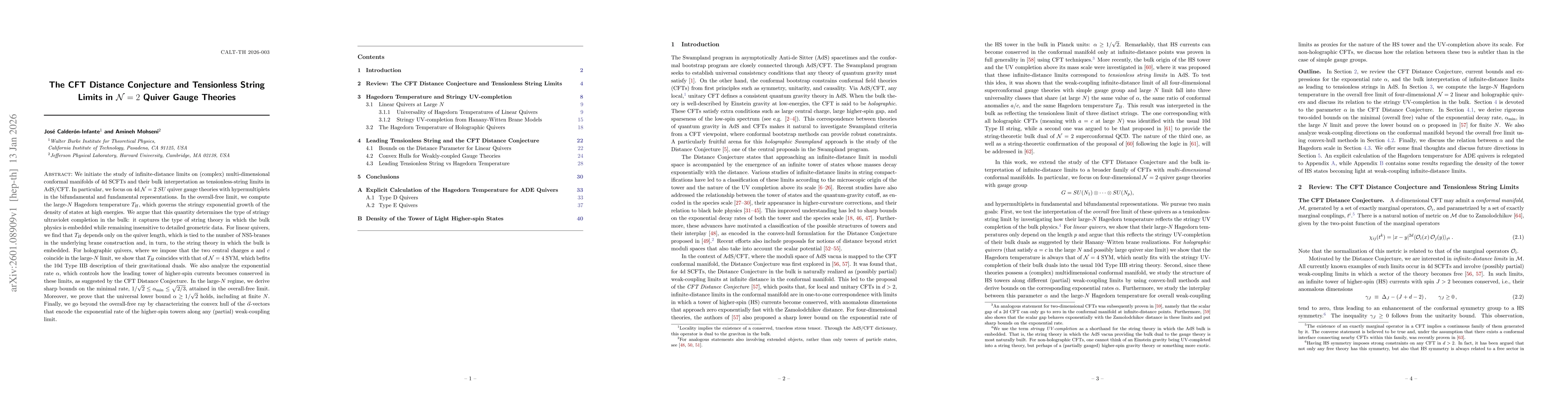 Thumbnail for The CFT Distance Conjecture and Tensionless String Limits in $\mathcal N=2$ Quiver Gauge Theories