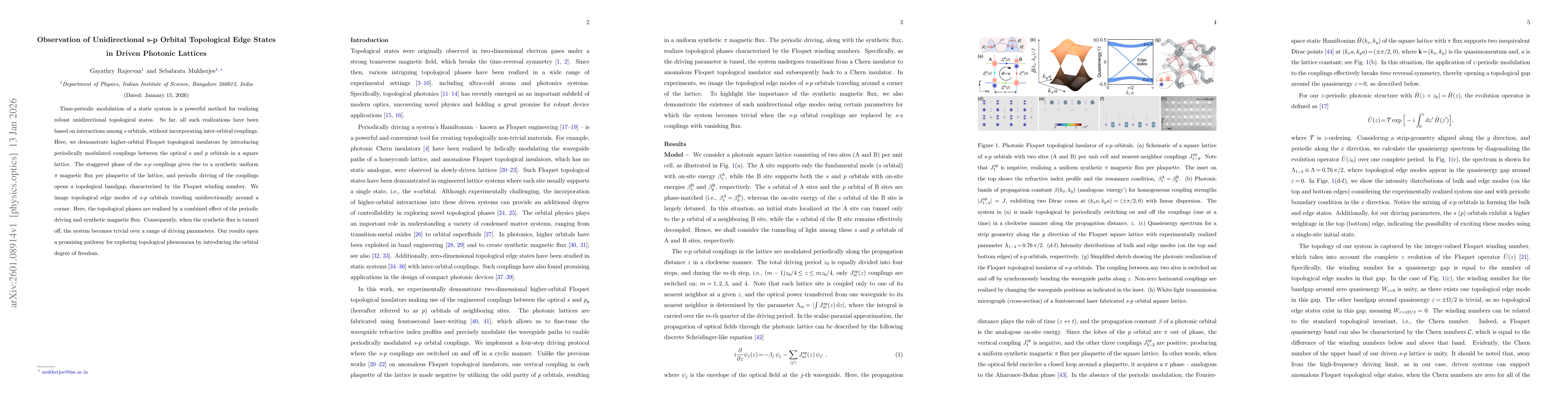 Thumbnail for Observation of Unidirectional s-p Orbital Topological Edge States in Driven Photonic Lattices