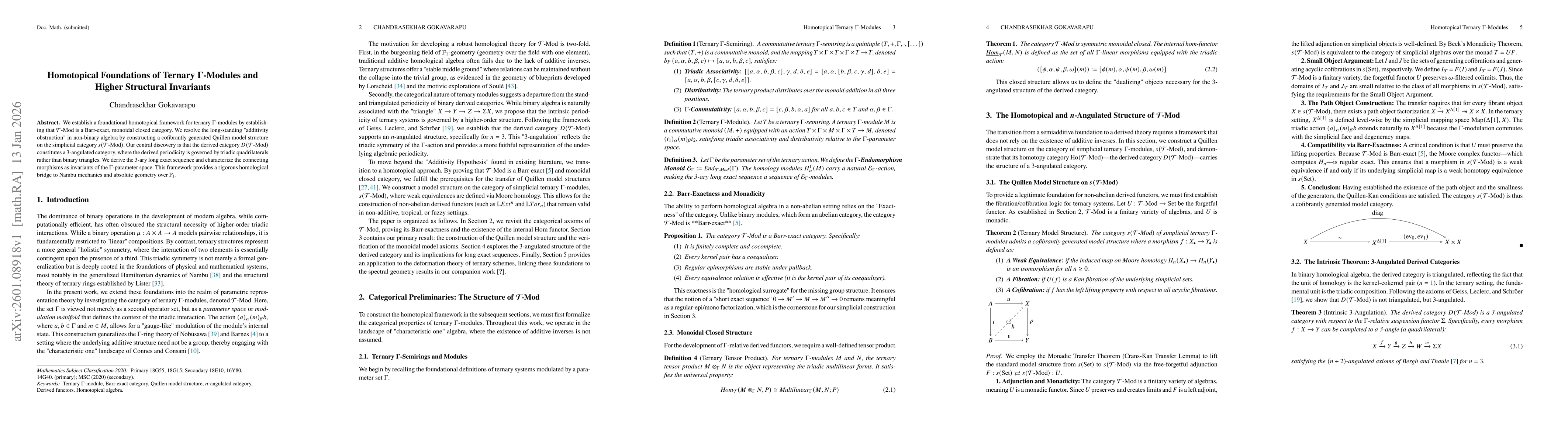 Thumbnail for Homotopical Foundations of Ternary Gamma Modules and Higher Structural Invariants