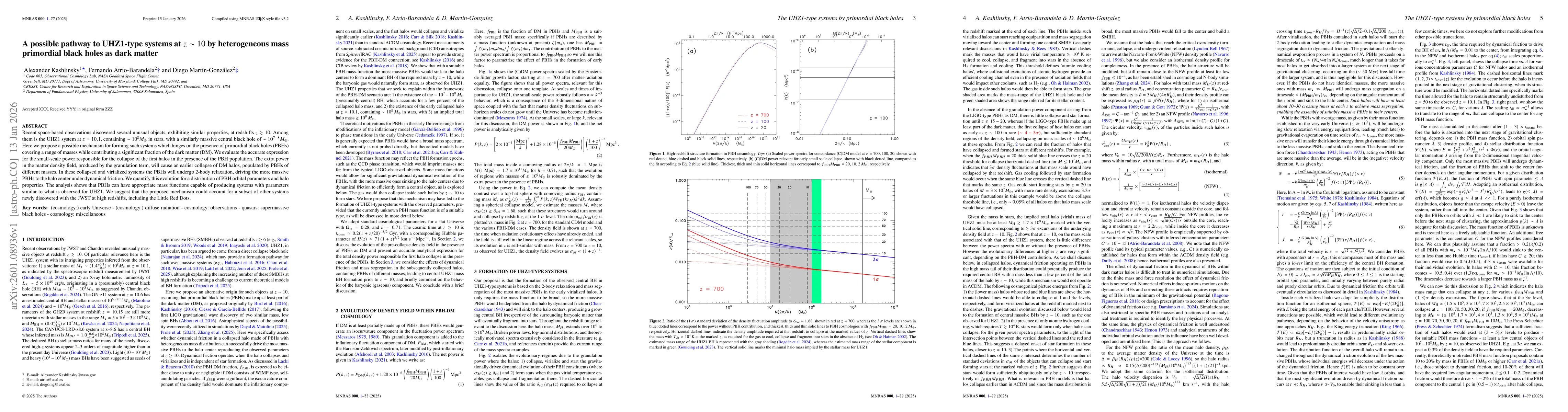 Thumbnail for A possible pathway to UHZ1-type systems at z~10 by heterogeneous mass primordial black holes as dark matter