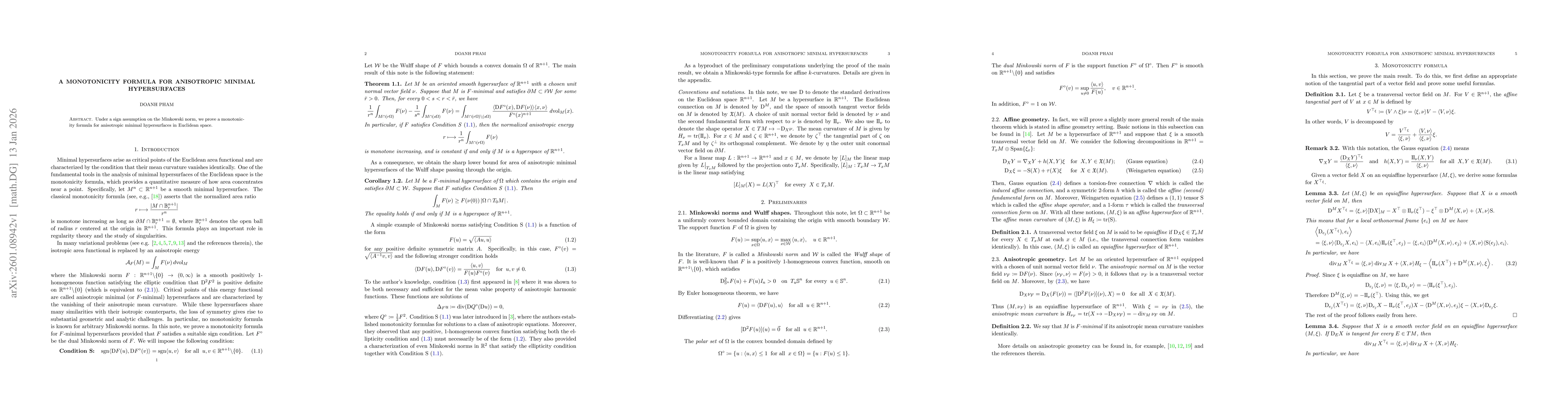 Thumbnail for A monotonicity formula for anisotropic minimal hypersurfaces