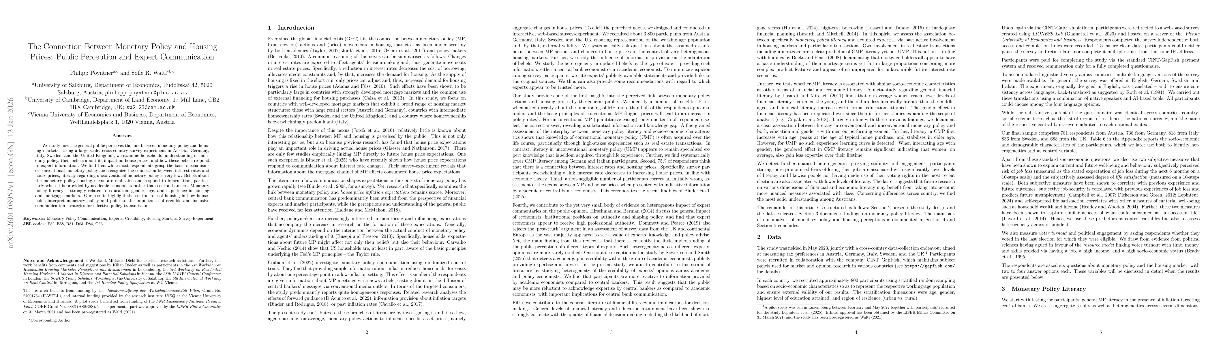 Thumbnail for The Connection Between Monetary Policy and Housing Prices: Public Perception and Expert Communication