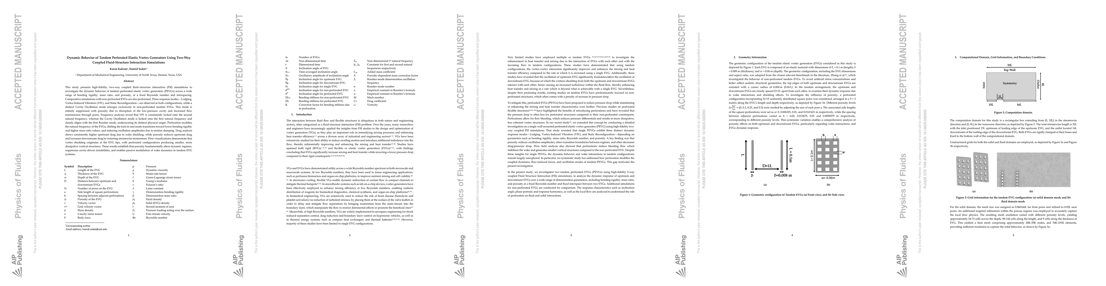 Thumbnail for Dynamic Behavior of Tandem Perforated Elastic Vortex Generators Using Two-Way Coupled Fluid-Structure Interaction Simulations