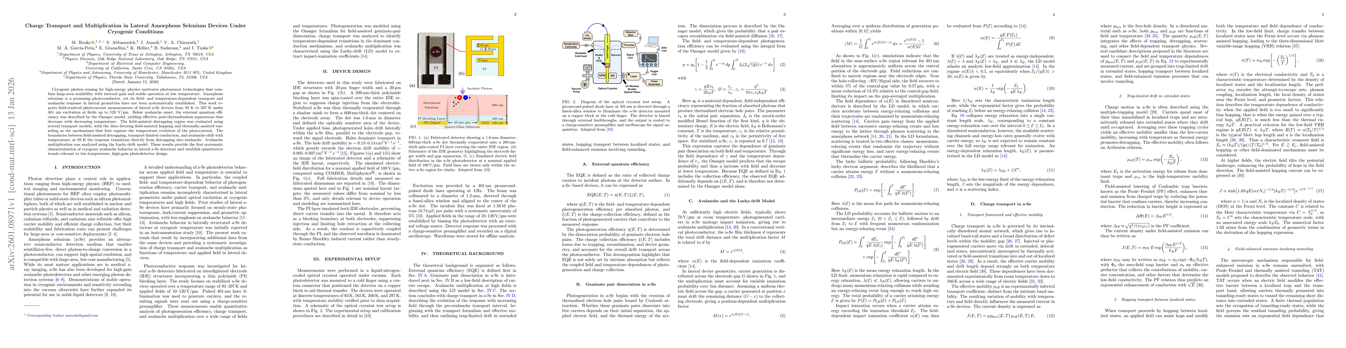 Thumbnail for Charge Transport and Multiplication in Lateral Amorphous Selenium Devices Under Cryogenic Conditions