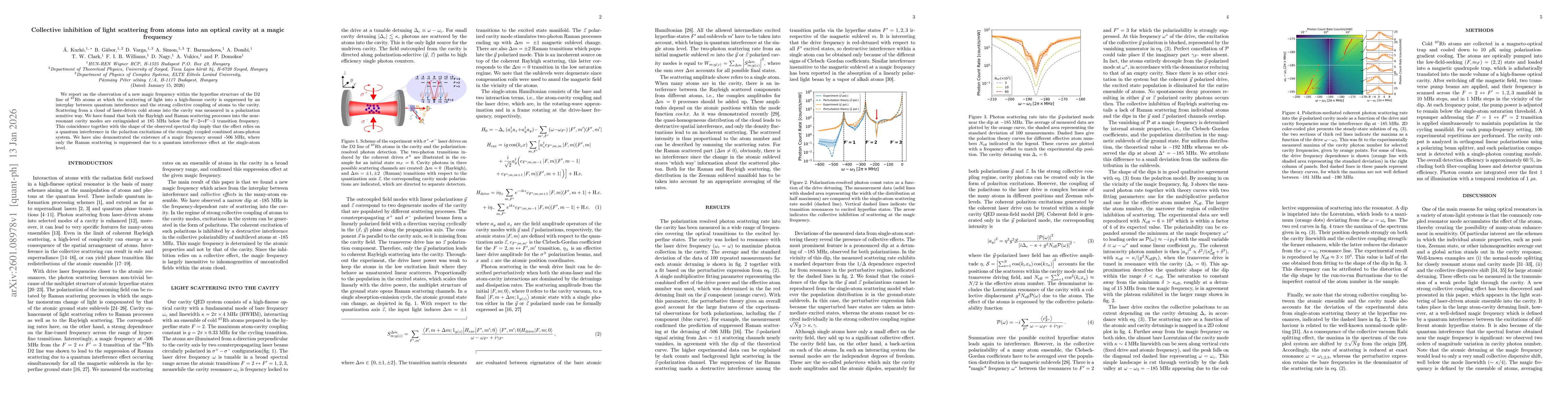 Thumbnail for Collective inhibition of light scattering from atoms into an optical cavity at a magic frequency