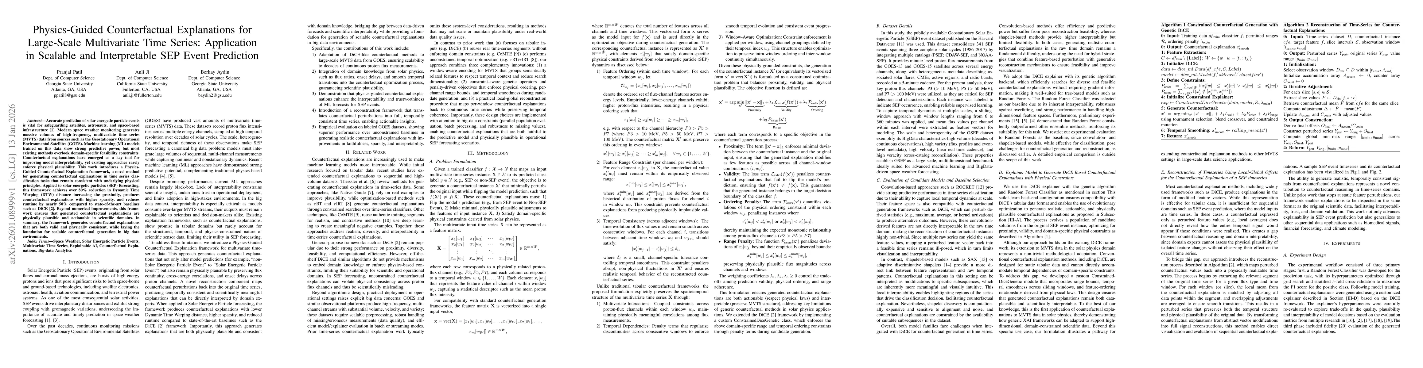 Thumbnail for Physics-Guided Counterfactual Explanations for Large-Scale Multivariate Time Series: Application in Scalable and Interpretable SEP Event Prediction