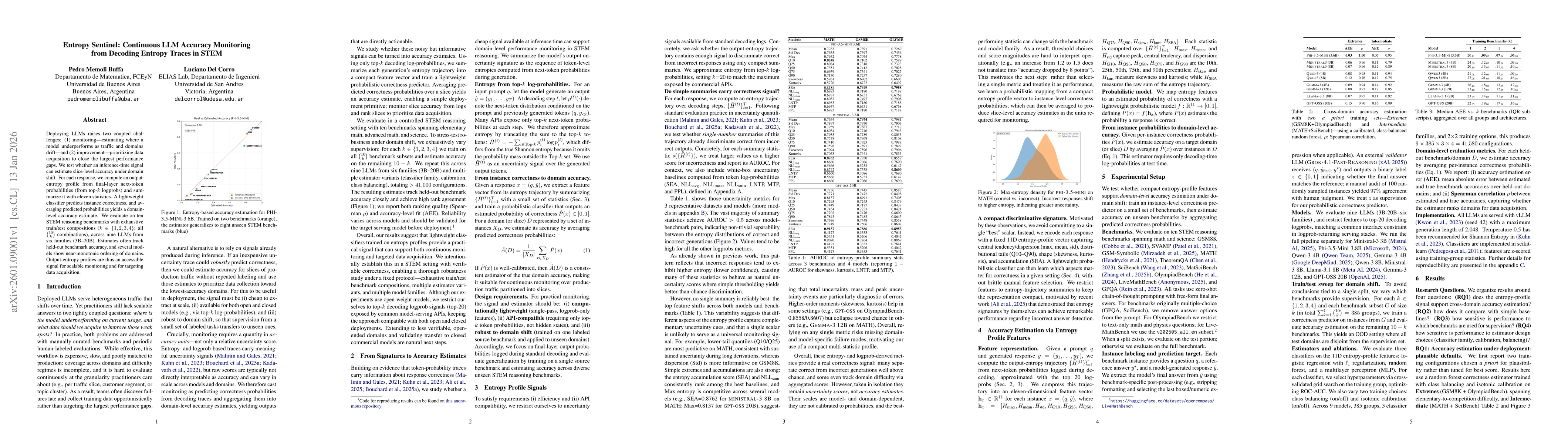 Thumbnail for Entropy Sentinel: Continuous LLM Accuracy Monitoring from Decoding Entropy Traces in STEM